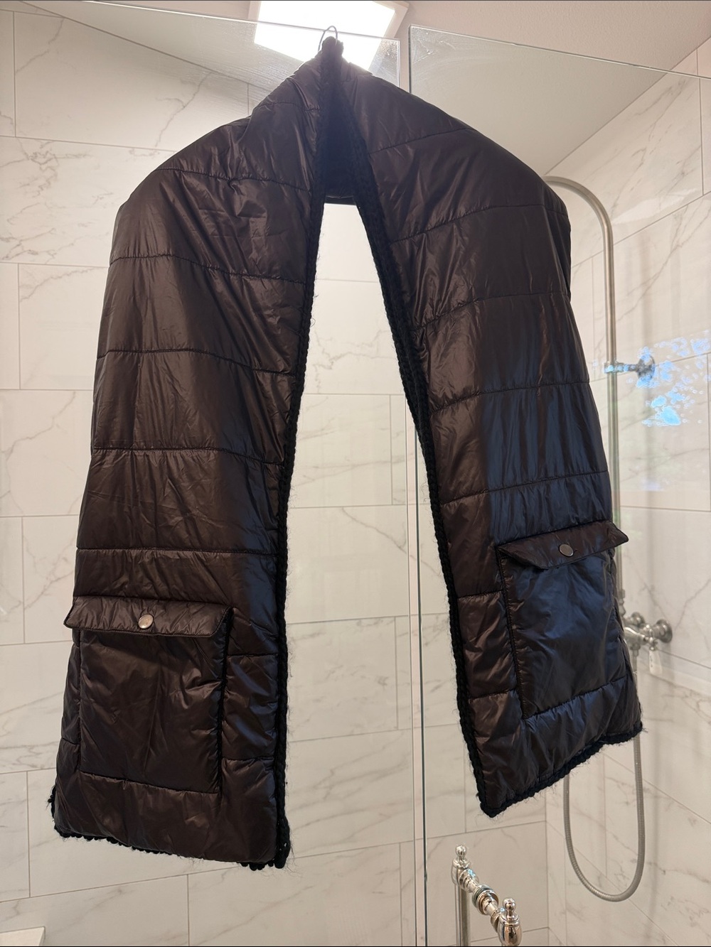 Anthropologie Black Quilted Puffer Scarf with Pockets